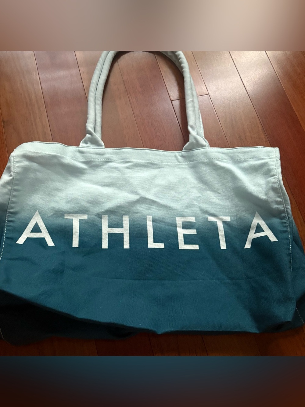 Athleta Ombre Teal and Light Blue Tote Athleta blue & green ombre cotton gym bag